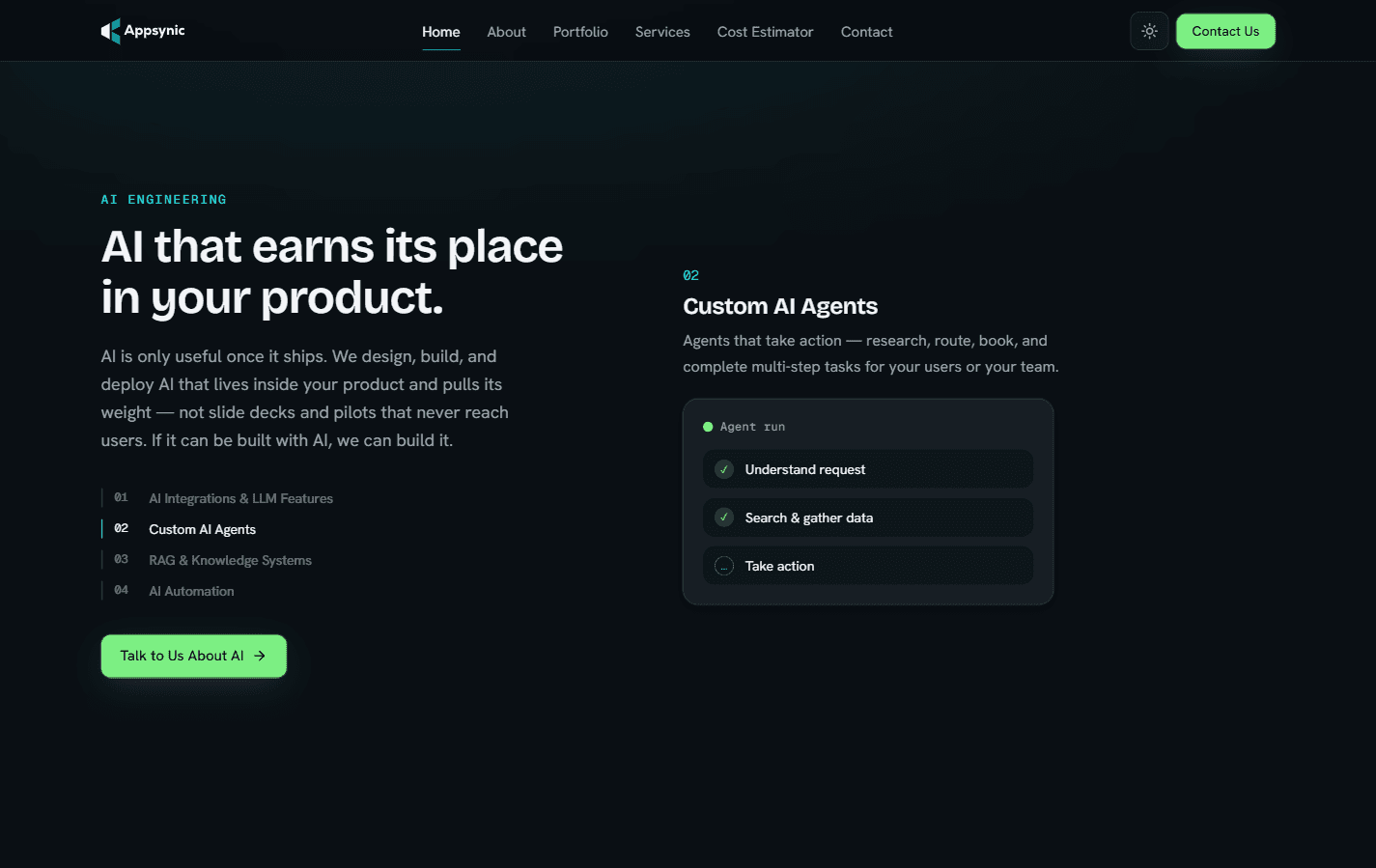 Appsynic — AI engineering section