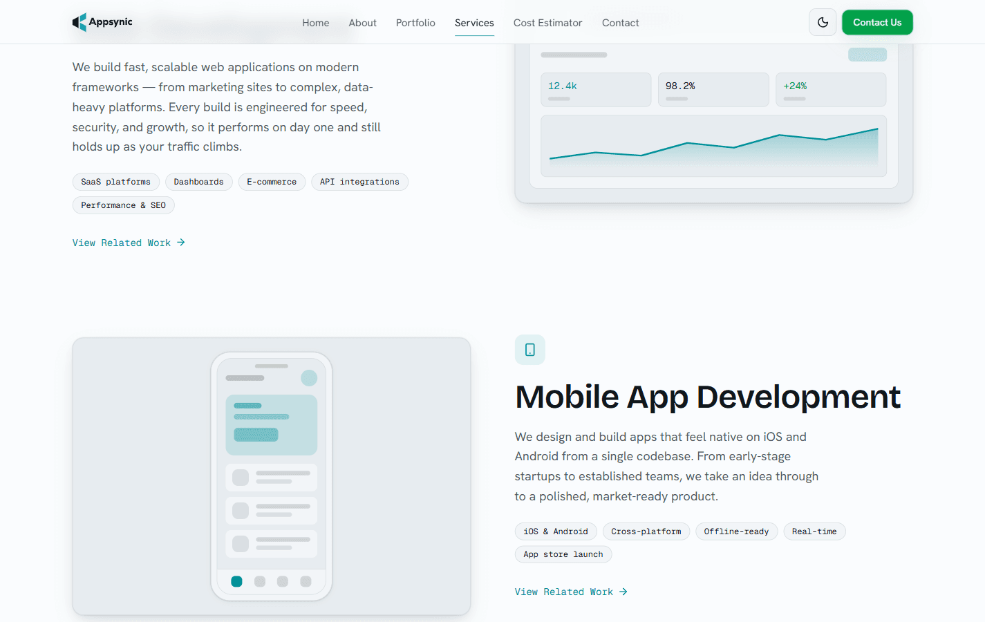 Appsynic — Services in light theme