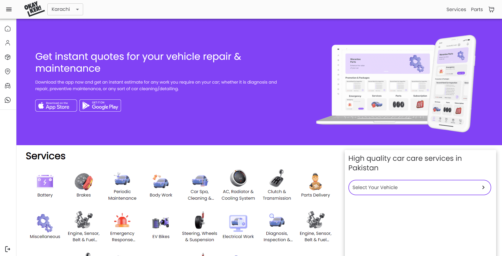 OkayKer Customer App — Home and service catalogue